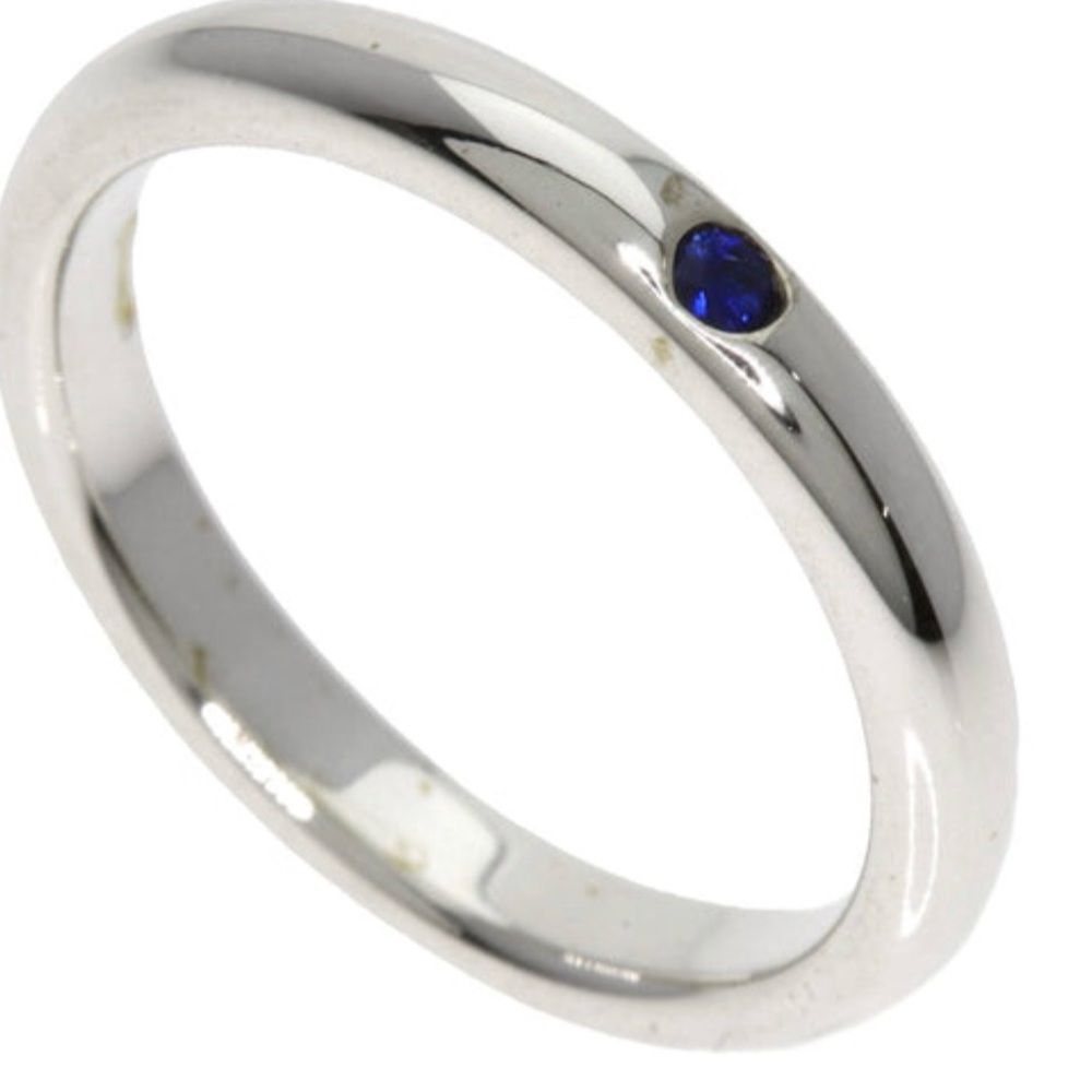 Tiffany Silver & Sapphire stacking ring size 4.75